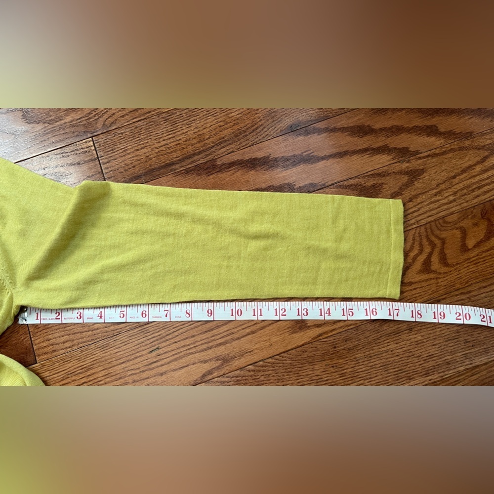 J.Jill 100% Marino Wool Yellow Open Front Cardigan Sz L - Picture 8 of 8